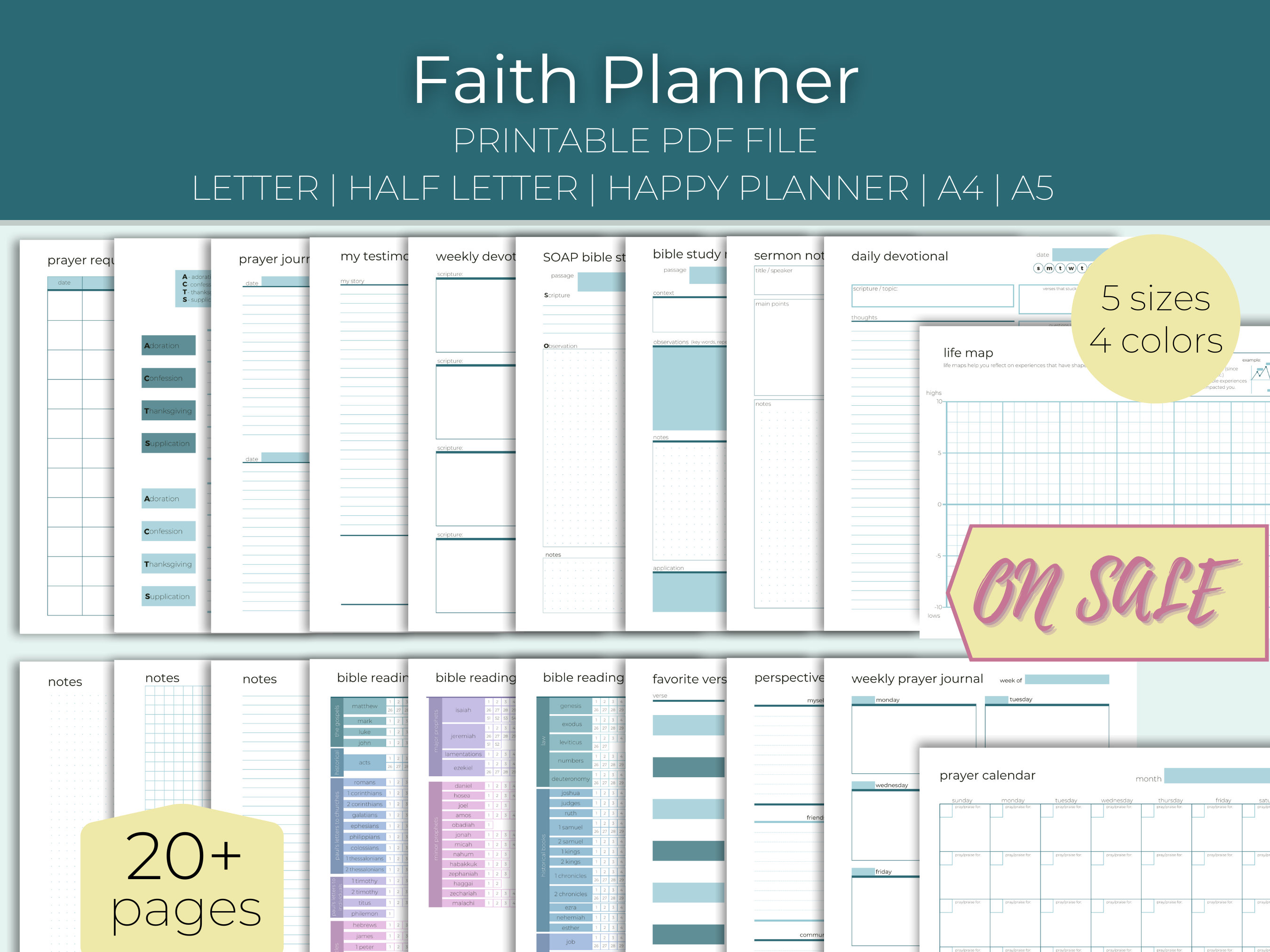 Faith Planner Bundle | Bible Study Notebook, Prayer Journal, Devotional ...