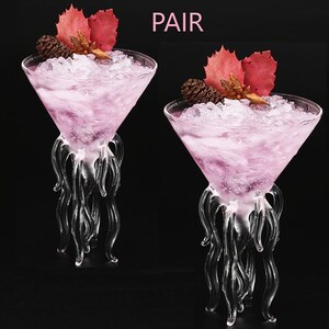 Pair of Hanging Cocktail Glasses/ Octopus Jellyfish Creative Unique Shaped Cocktail Martini Champagne Juice Smoothie Red Wine Drink Glass