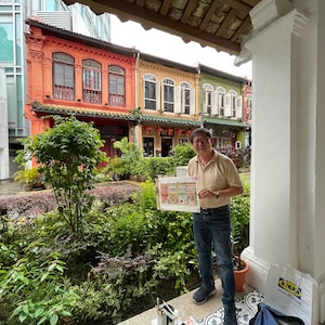 A popular row of four Emerald Hill Conserved Shophouses in Singapore A3 Print in a beautiful 40x50 cm frame or A3 size un-framed. image 5