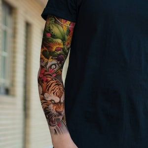 Temporary tattoo XXL arm - Japanese color cuff