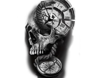 Temporary marine skull tattoo