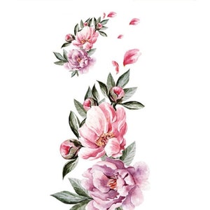 Pastel flowers temporary tattoo