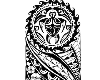 Polynesian Maori Temporary Tattoo Arm Shoulder - Black