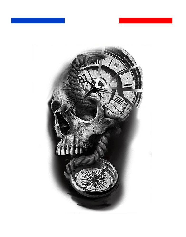 Skull clock tattoo by Jason Michalak TattooNOW
