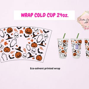 Fall- Halloween 24oz cold cupr wrap/ full color ready to apply for Starbucks reusable cold cups