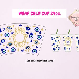 evil eye 24oz cold cupr wrap/ full color ready to apply for Starbucks reusable cold cups