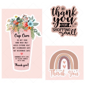 Stickers impresos para negocio/ print business stickers/ boho sticker / thank you stickers/ cup care stickers