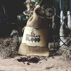 Dracula&#39;s Blood - Cranberry Rosehip Hibiscus Tea - Halloween, Horror, Fall, Medieval, Fantasy Inspired Tea
