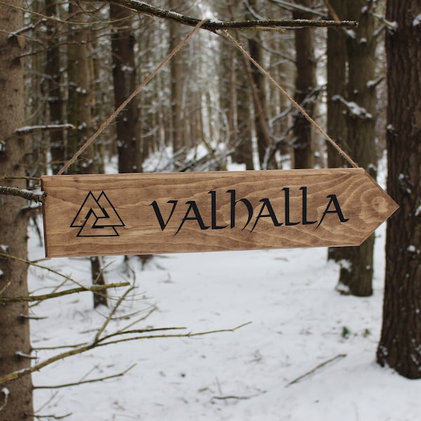 Valhalla - Rustic Street Sign - Viking, Fantasy, Norse, Nordic, Odin, Ragnar, Cabin Decor