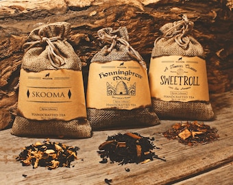 Skyrim Collection - Skooma, Sweetroll & Honningbrew Tea Looseleaf Tea - Elder Scrolls, Gaming, Medieval, Skyrim, Fantasy Inspired