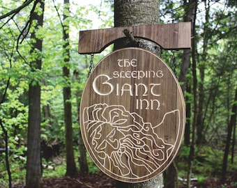 Sleeping Giant Inn Tavern Sign - Skyrim, Elder Scrolls, Fantasy, Medieval, Bar, Oblivion, Gaming, Wolfdor, Bethesda Inspired