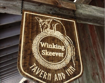 Winking Skeever Tavern Sign - Handcrafted Decor - Gaming, Fantasy, Elder Scrolls, Skyrim Inspired