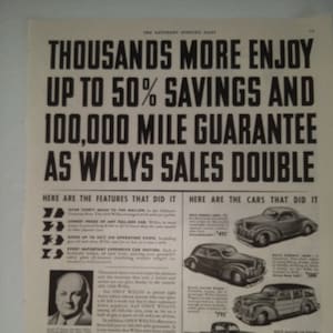 Saturday Evening Post 1940 Willys Ad