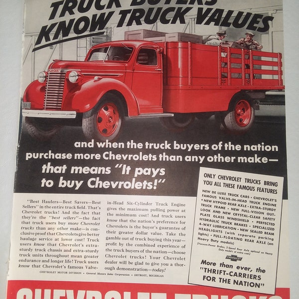 Saturday Evening Post 1940 Chevrolet Truck Ad