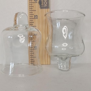 Set of Two Small Clear Glass Pegged Votive Cups