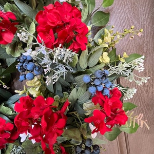 Red White & Blue Berry Wreath for Front Door, Patriotic Wreath Fourth 4th of July Wreath for Front Door, Summer Wreath for Front Door, Gift image 7