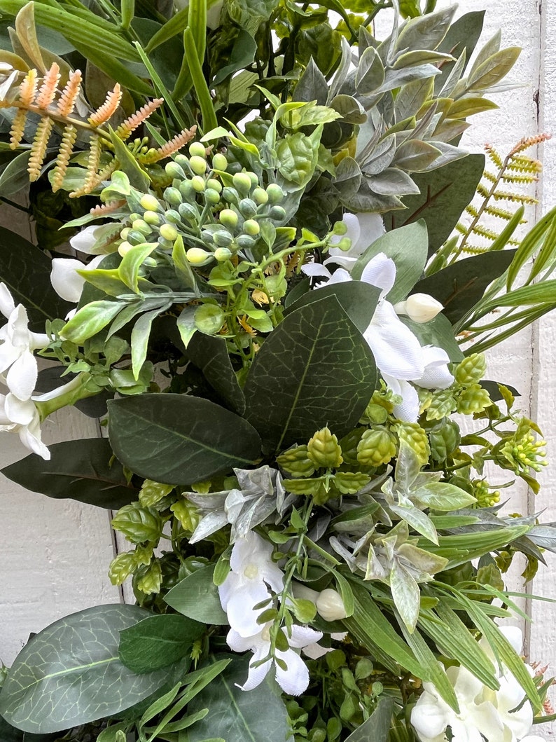 Year-Round All Season Wreath For Front Door, White Stephanotis Spring Summer Wreath for Front Door, Wedding Home Decor Gift image 3