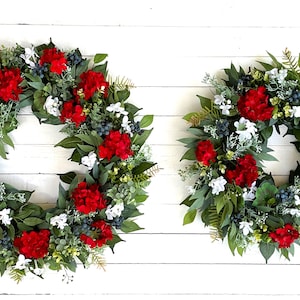 Red White & Blue Berry Wreath for Front Door, Patriotic Wreath Fourth 4th of July Wreath for Front Door, Summer Wreath for Front Door, Gift image 5