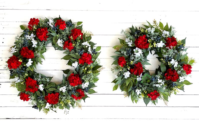 Red White & Blue Berry Wreath for Front Door, Patriotic Wreath Fourth 4th of July Wreath for Front Door, Summer Wreath for Front Door, Gift image 5