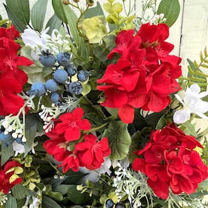 Red White & Blue Berry Wreath for Front Door, Patriotic Wreath Fourth 4th of July Wreath for Front Door, Summer Wreath for Front Door, Gift image 4