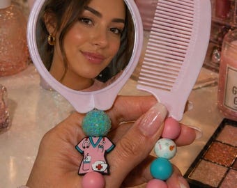 Nurse themed mirror comb set medical travel gift