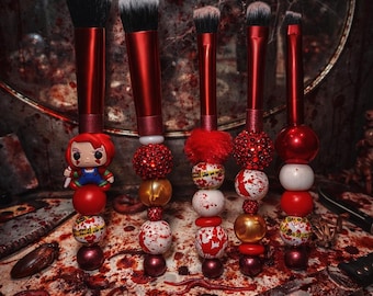 Chucky makeup brushes, 5pc brush set, horror theme gift