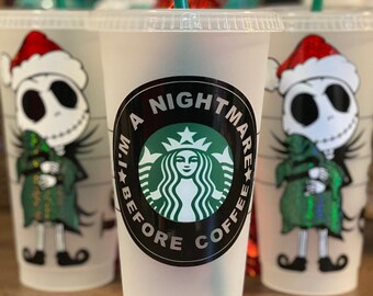Christmas Nightmare Starbucks Cup / Starbucks Cup / Christmas Gift / Personalized Coffee Cup / Gift Ideas / Nightmare Before