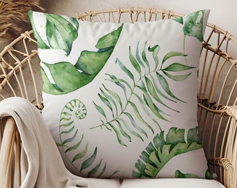 Kissen mit tropischem Muster – Geschenkidee für Pflanzenliebhaber – Kissen mit Blumendruck – Monstera-Blatt-Kissen