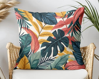 Tropisches Kissen mit Monstera-Blättern – Geschenkidee für Pflanzenliebhaber – Kissen mit Blumendruck – Geschenk für Pflanzer-Freunde