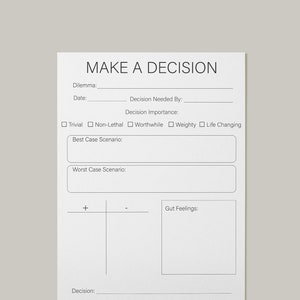 Make a Decision Digital Print, Interactive Worksheet, Journal Planner, Notebook Template, Therapy, Mental Health, School Counselor