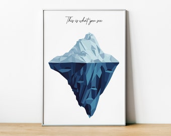 Iceberg Digital Poster Print, Therapy Office Wall Decor, Psychology Quotes, Counselor, Therapist Art Prints, Mental Health Mind