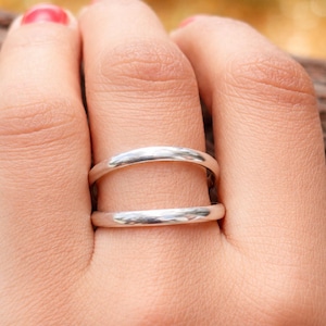 Double Band Ring 925 Sterling Silver, Open Ring Minimalist, Adjustable Silver Ring, Handmade Jewelry Women, Boho Ring, Gift for her