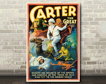 thumbnail interactive-video image 1 of 1926 Carter The Great 'Condemned For Witchcraft' Vintage Magic Poster – 18x24 Reproduction, Matte Paper 1 of 3