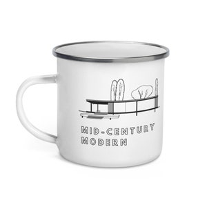 Mid-Century Modern House Design Enamel Mug
