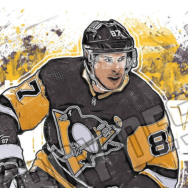 Sidney Crosby, Pittsburgh Penguins, Poster Wall Art Printable, Man Cave Gift, Digital Download, Wall Decor, Sports Art
