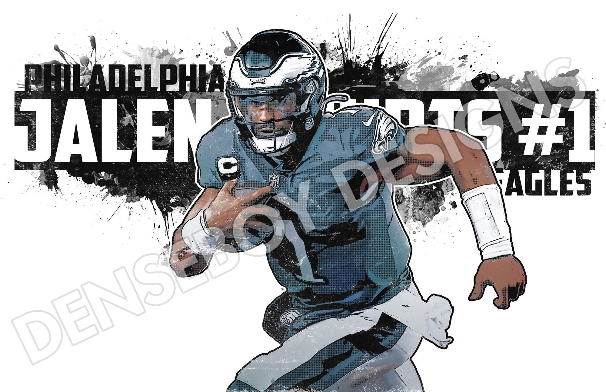 Jalen Hurts Philadelphia Eagles Poster Wall Art Printable Etsy
