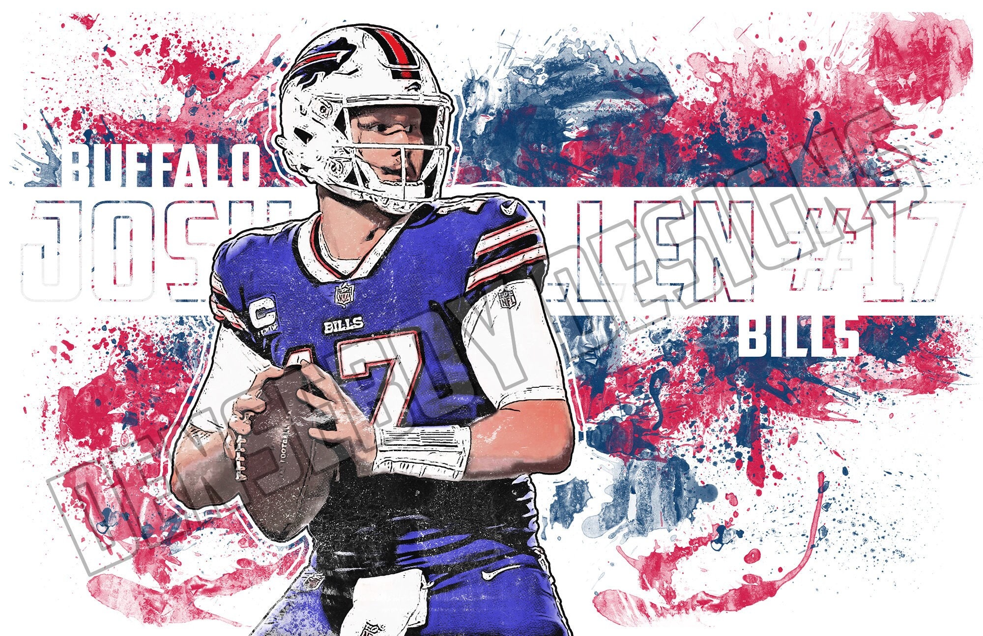 Josh Allen, Buffalo Bills, Poster Wall Art Printable, Man Cave Gift,  Digital Download, Wall Decor, Sports Art