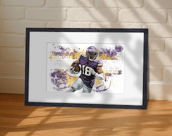 Justin Jefferson Vikings Poster: Man Cave Sports Art (Digital Download 11x17&quot; JPG & PDF)