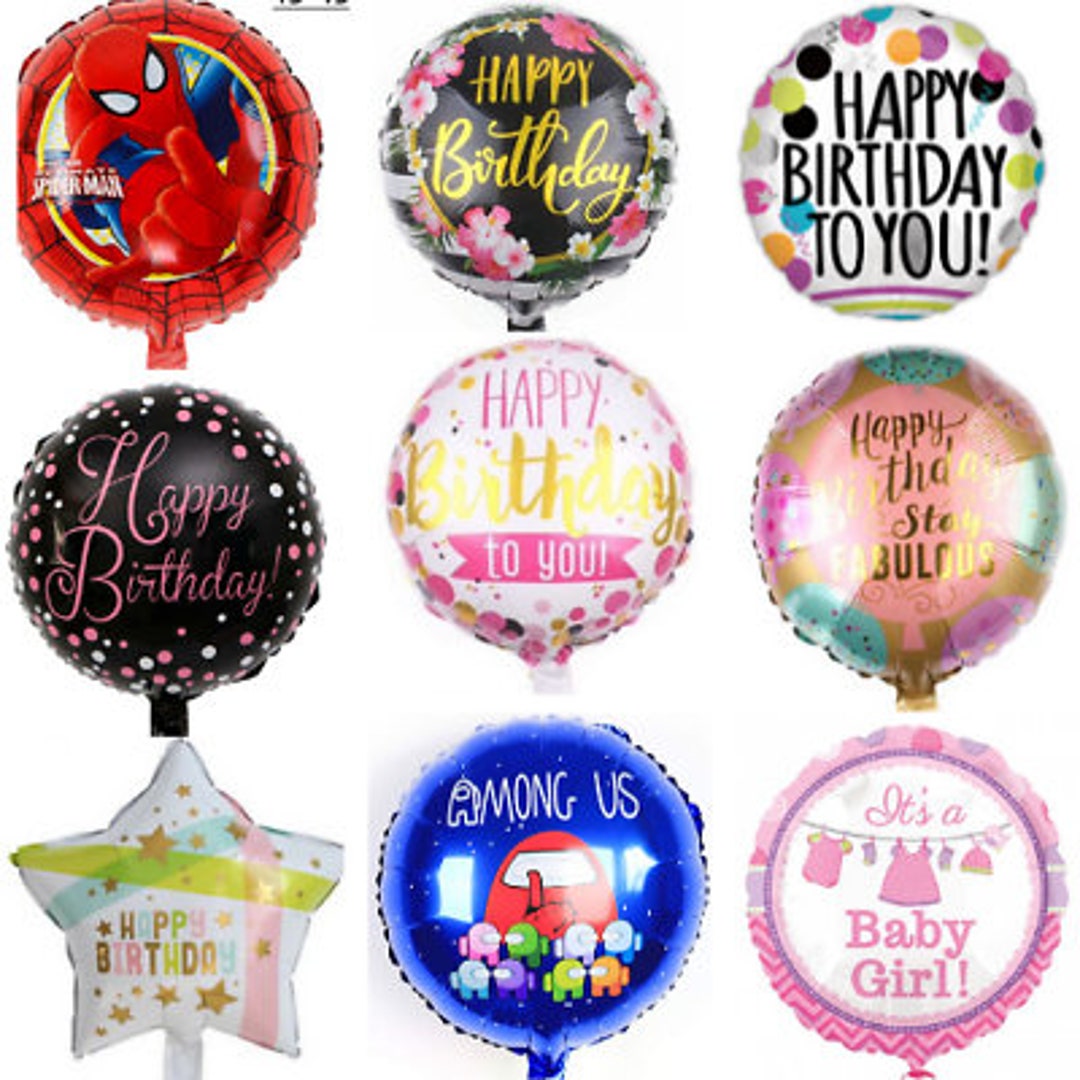 18" Inch Round Foil Happy Birthday Balloons Anniversary Mylar Balloon ...