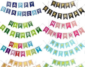 Happy Birthday Banner, Happy Birthday Bunting, Party Decoration, Birthday Decoration, Party Supplies, Confetti Balloons