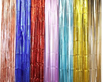 2M/3M Metallic Tinsel Foil Fringe Curtain For Birthday Wedding Baby Shower Party DIY Backdrop Photo Booth Prop Decoration