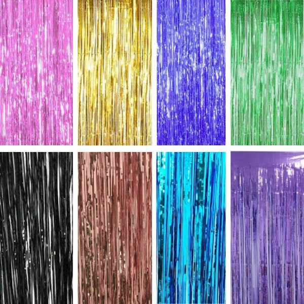 2M/3M Metallic Tinsel Foil Fringe Curtain For Birthday Wedding Baby Shower Party DIY Backdrop Photo Booth Prop Decoration
