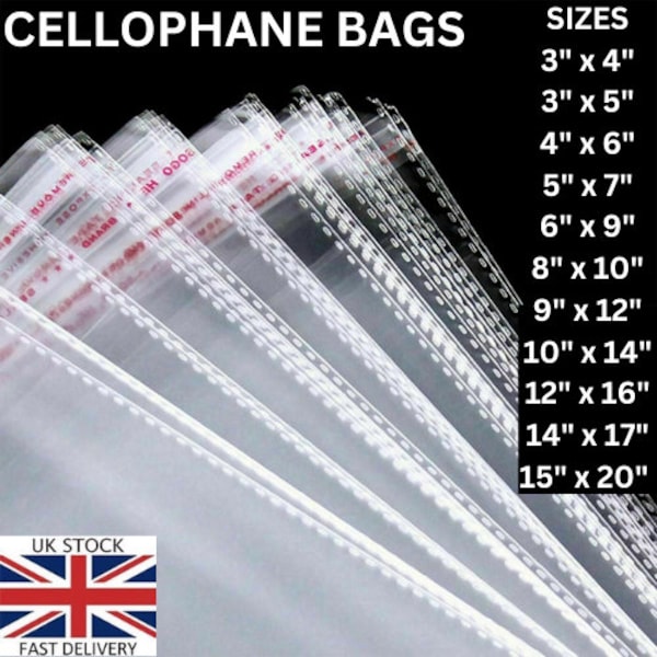 Clear Cello Bags Self Seal Adhesive Transparent Opp Bags Gift & Sweets Garment Bags All Sizes Pouches Cellophane Bags Jewellery Packing Bags