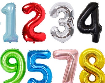 40 inch Giant size Foil Number Balloons Rose Gold Blue Pink White Rainbow Air or Helium Large Balloons Birthday Party Wedding Age