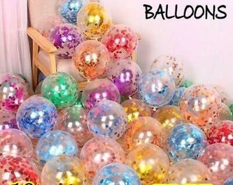 12" inch Confetti Balloons Glitter Shinning Balloon Birthday Wedding Baby Shower Party Decoration Celebrations Clear Baloons FREE Ribbon