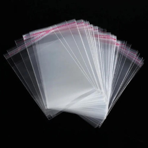 50x Clear Plastic Self Adhesive Seal Bag 8x12cm Cello 