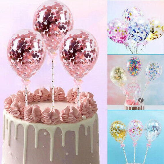 Mini Balloon Rose Gold Cake Topper Mini Confetti Balloon | Etsy UK