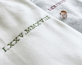 Personalized Roman Numeral Date Sweatshirt, Gift for Couples, Custom Embroidered Initials, Wedding Date Gift, Future Mr and Mrs Sweater