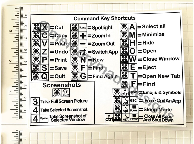 Buy Printable Apple Mac Keyboard Shortcuts Reference Guide Online in