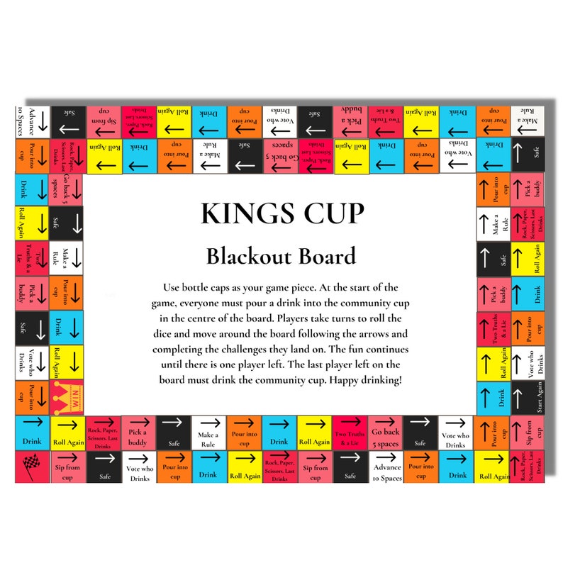 Kings Cup Drinking Adult Party Game Printable Games Adult Party Favors